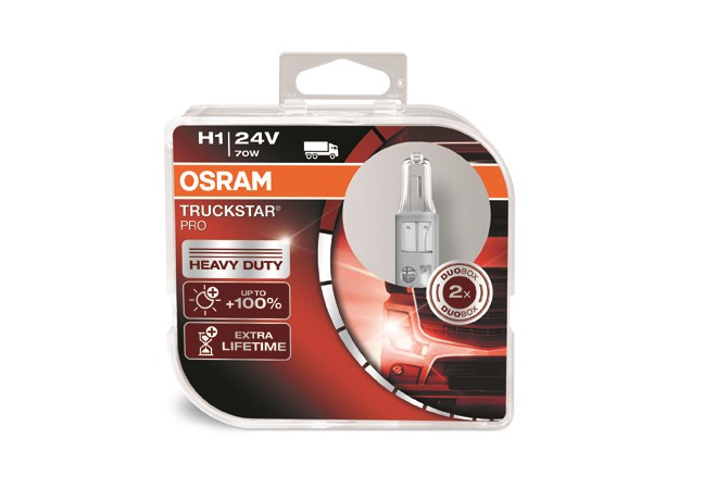 Osram H1 24V 70W - TRUCKSTAR PRO +100% - Wit - Set