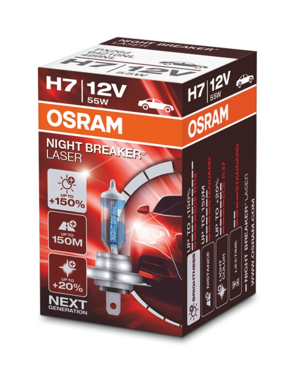 Osram H7 12V 55W - NIGHT BREAKER LASER +150% - Enkel