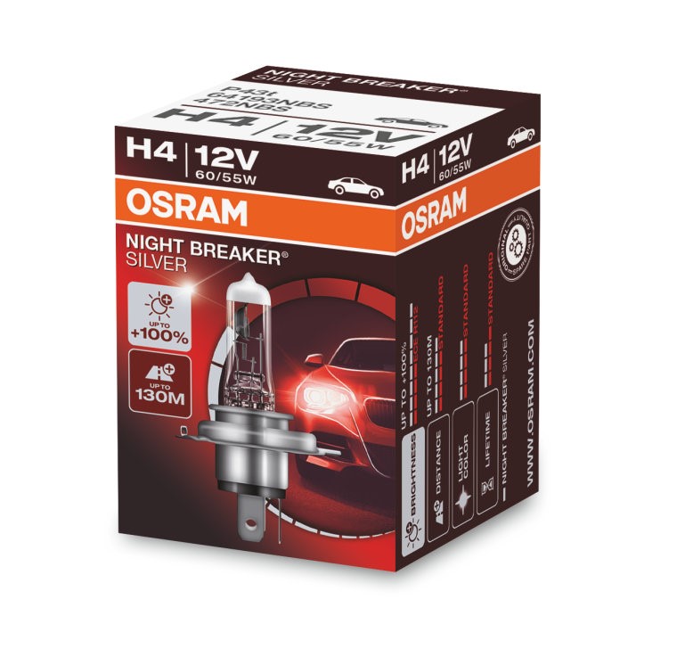 Osram H4 12V 60/55W - NIGHT BREAKER SILVER - Enkel