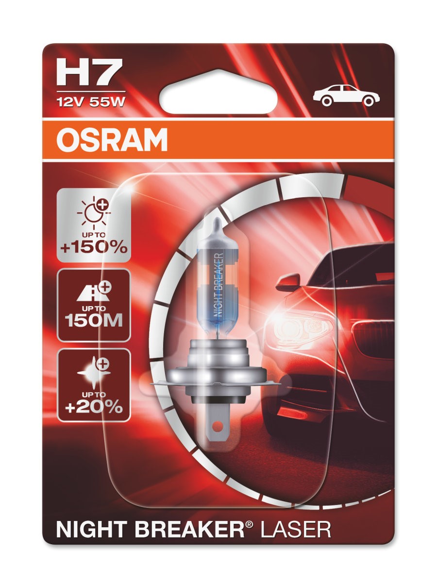 Osram H7 12V 55W - NIGHT BREAKER +150% - Enkel (Blisterverpakking)