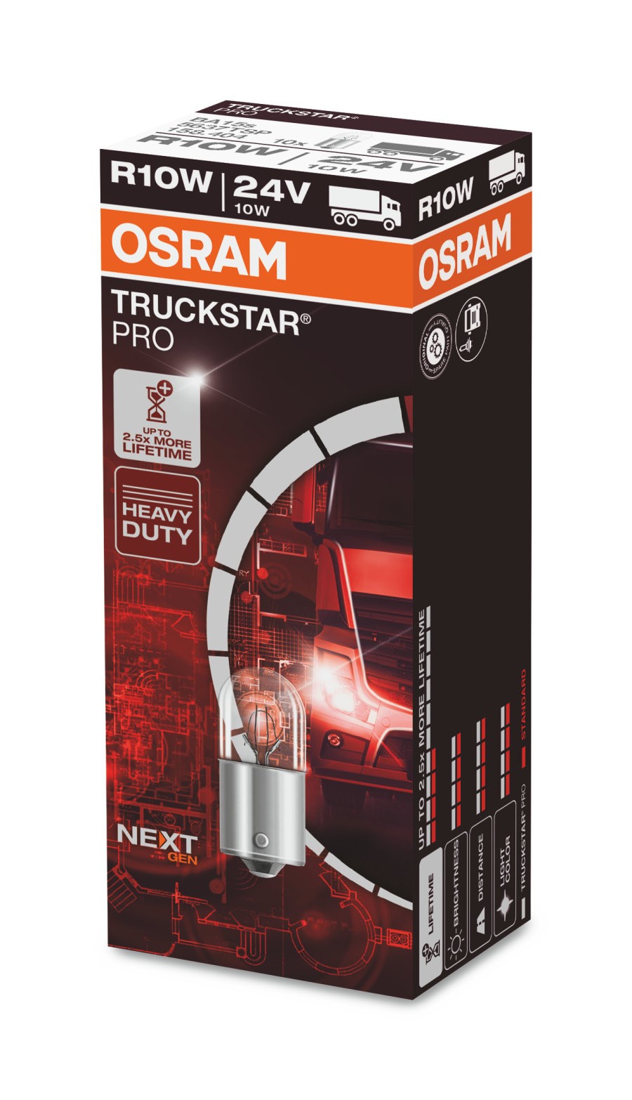 Osram R10W 24V 10W - TRUCKSTAR PRO +100% - Wit - (Per 10 stuks)
