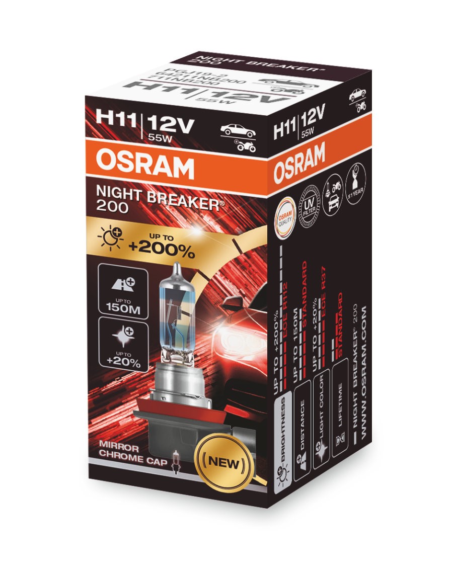 Osram H11 12V -  NIGHT BREAKER +200% - Enkel