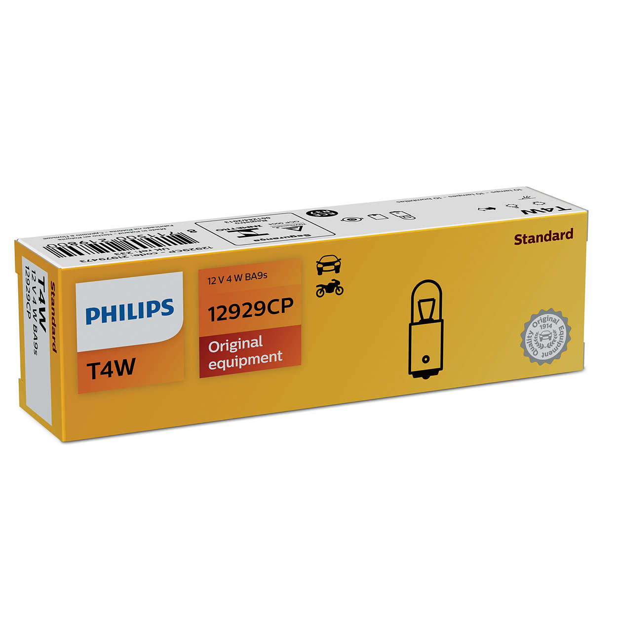 Philips T4W BA9s 12V 4W - Original - (Per 10 stuks)