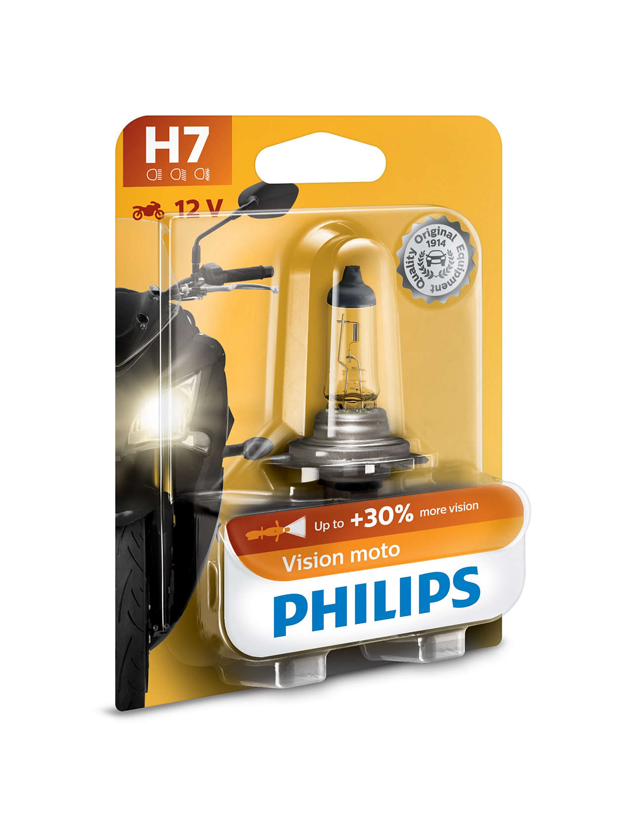 Philips H7 12V 55W - Vision Moto +30% - Helder - Enkel (Blisterverpakking) 