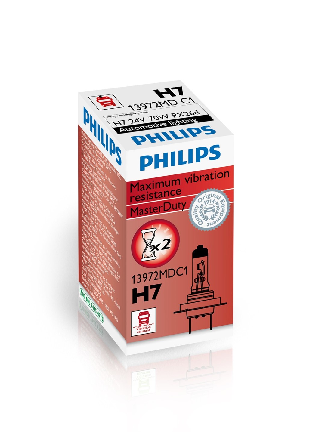 Philips H7 24V 70W - MasterDuty +130% - Helder - Enkel