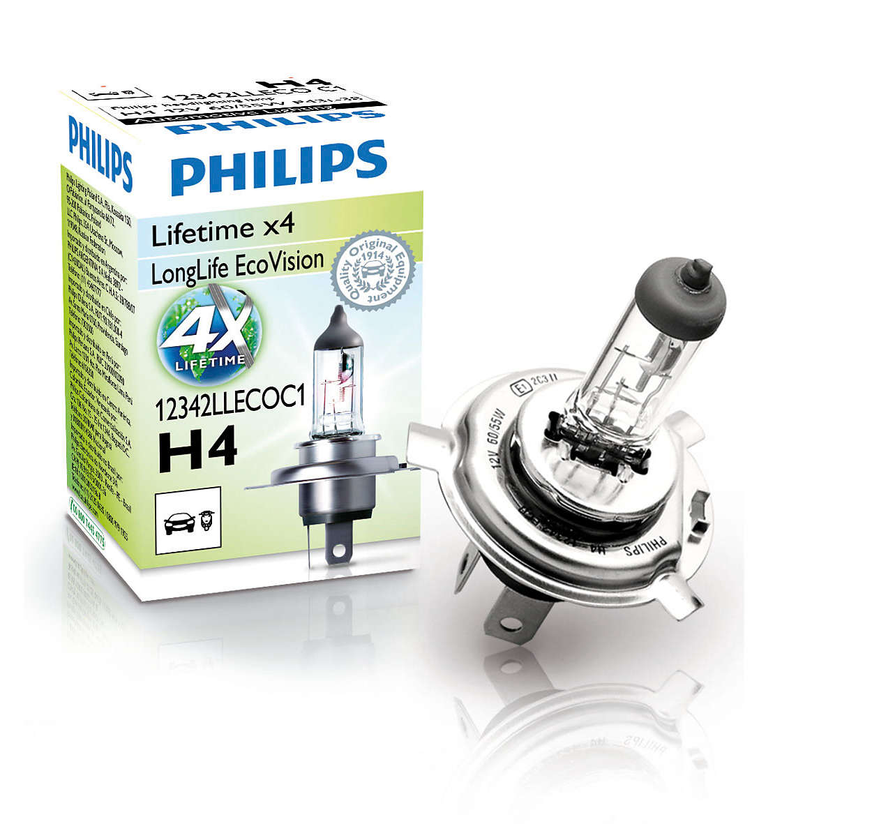Philips H4 12V 60/55W - LongLife EcoVision - Enkel