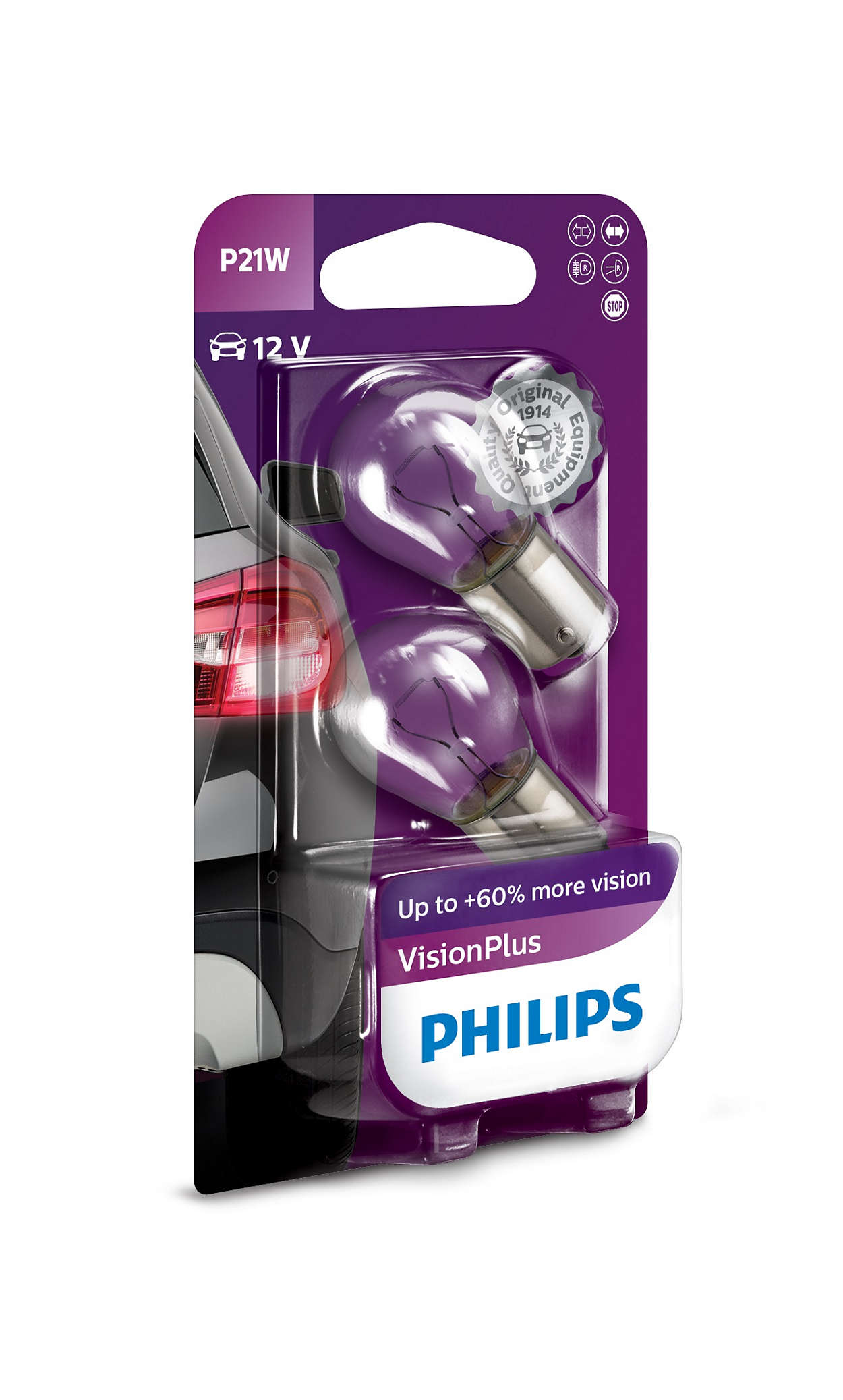 Philips VisionPlus BA15S / P21W 12V - Set