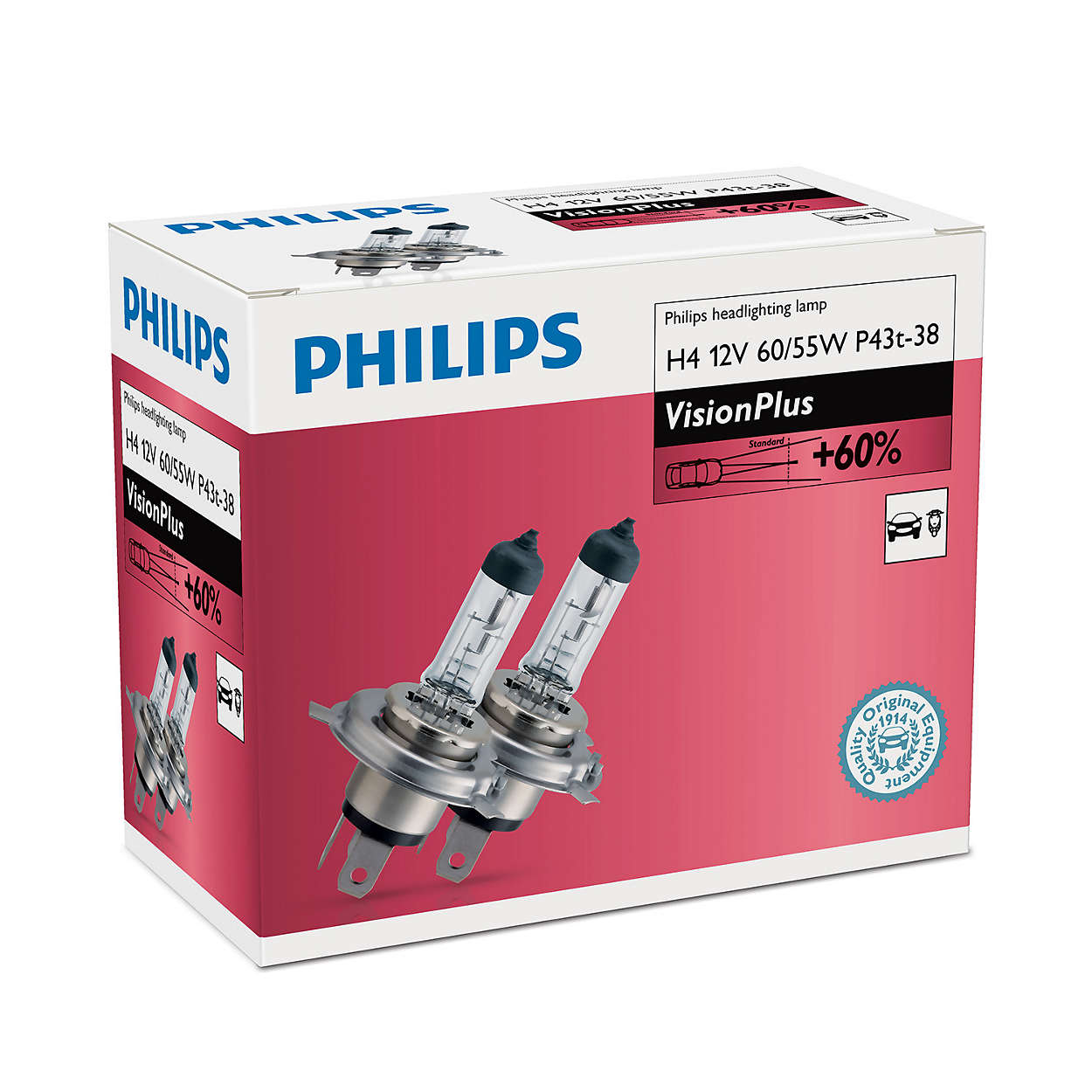 Philips H4 12V - VisionPlus - Set