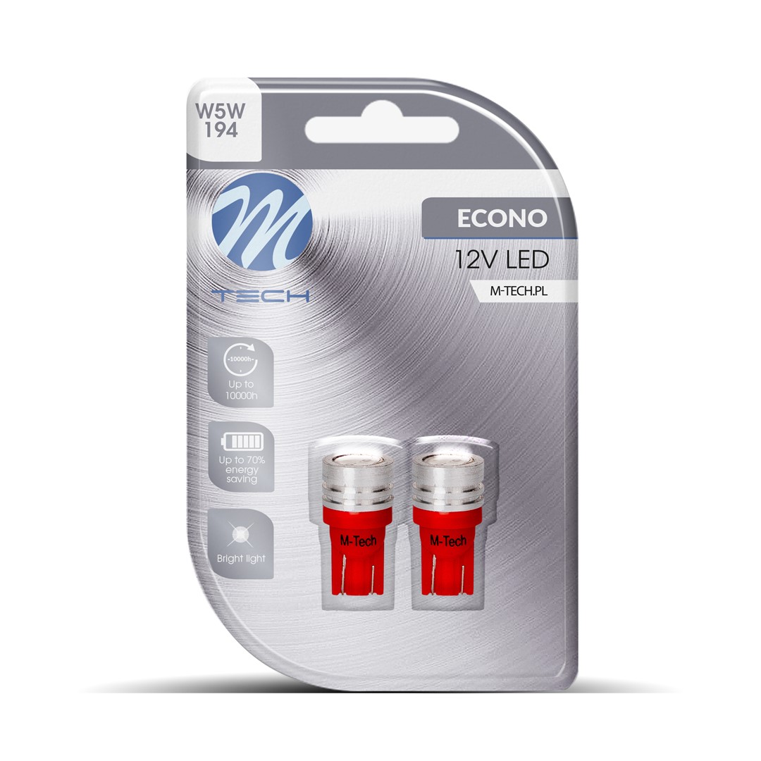 M-Tech LED W5W 12V - Basic - 1x Led diode - Rood - Set	