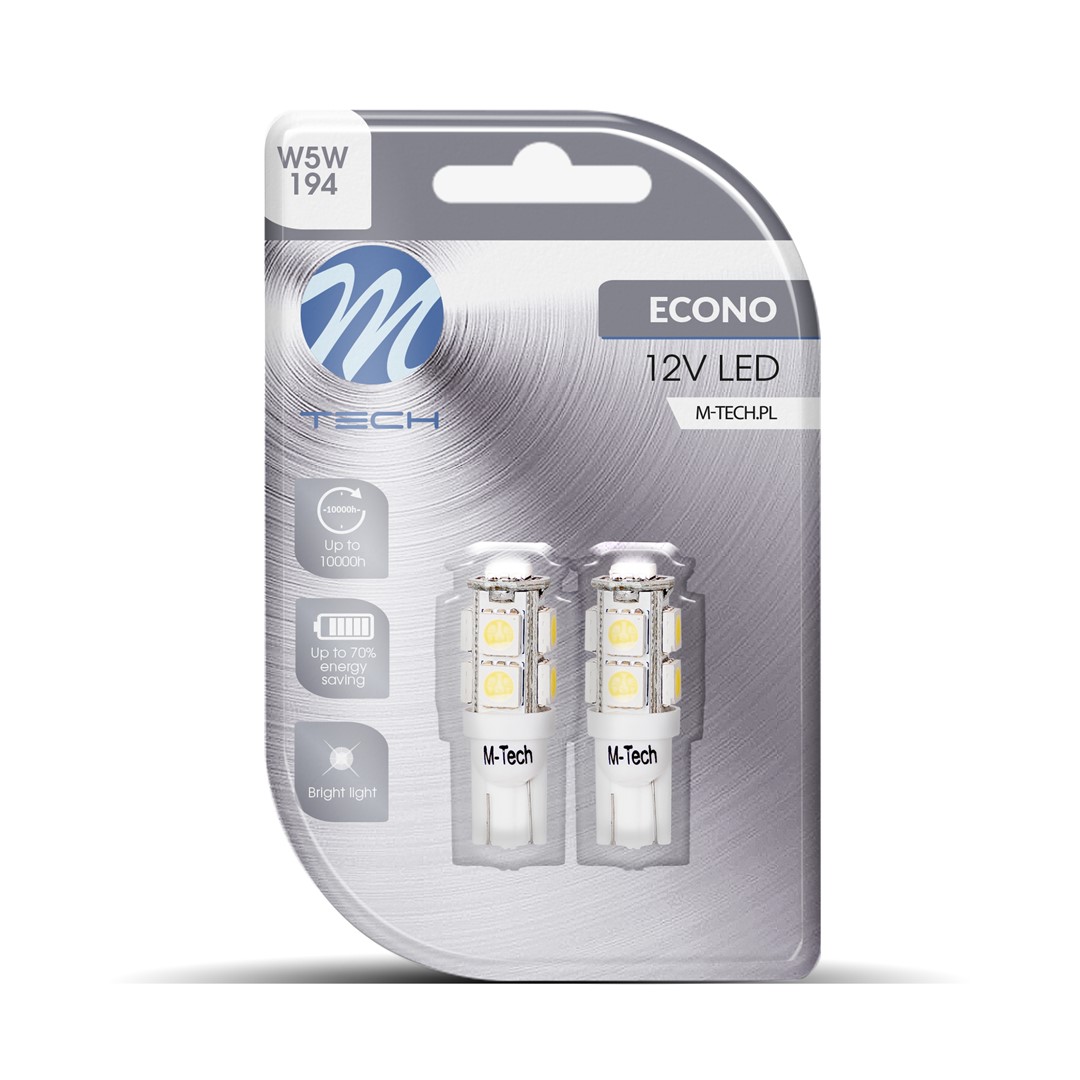 M-Tech LED - W5W 12V - Basic - 9x Led diode - Wit - Set	