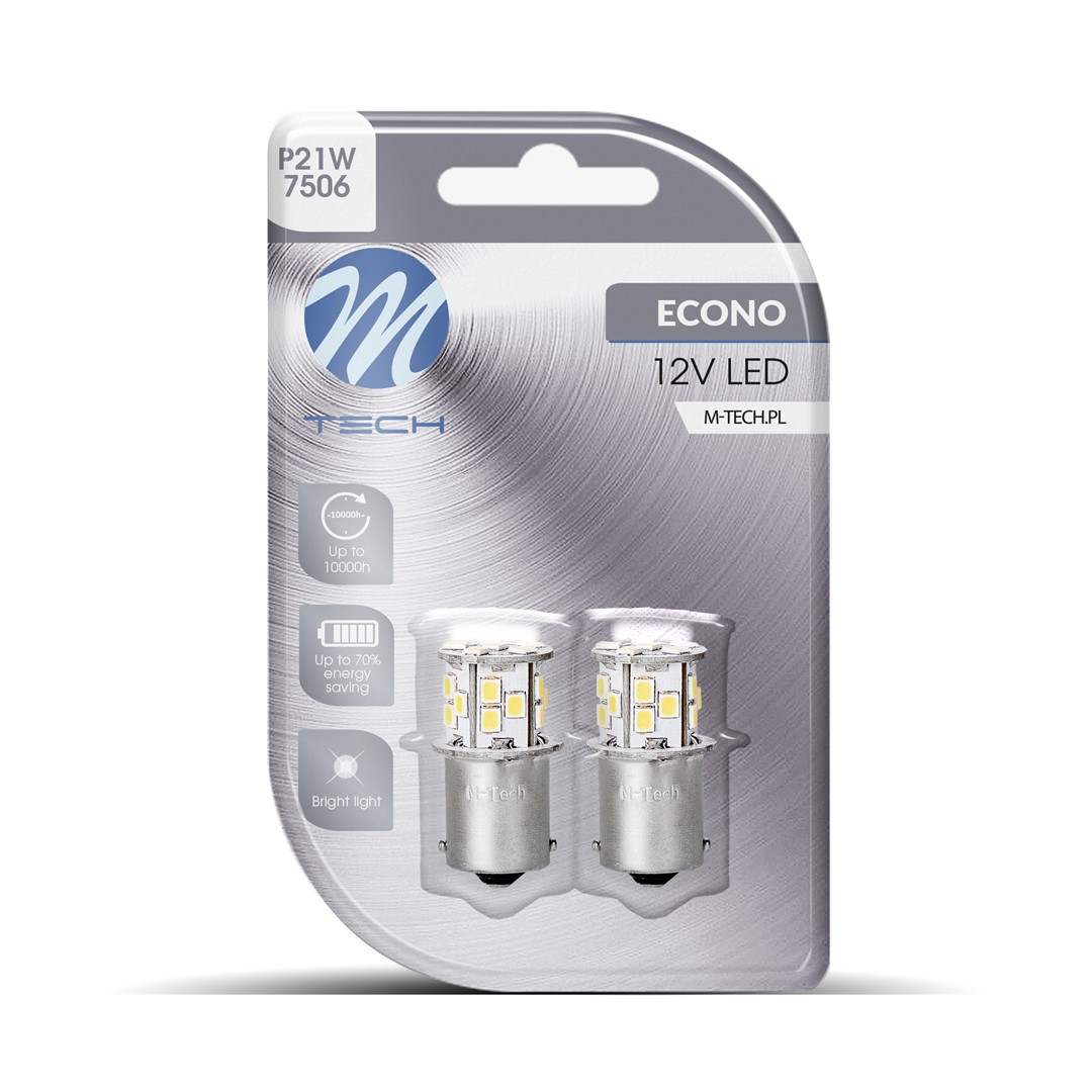 M-Tech LED - BA15s 12V - Basis 21x Leddiode - Wit - Set	