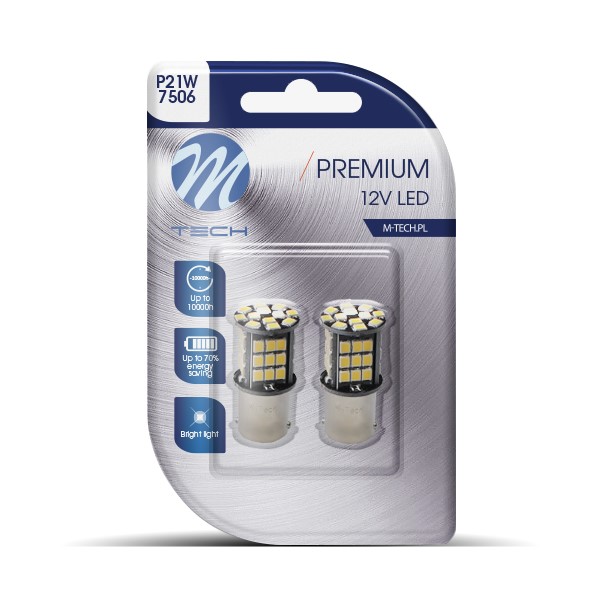 M-Tech LED - BA15s 12V - Premium 48x Leddiode - Canbus - Wit - Set	