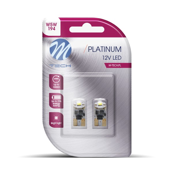 M-Tech Platinum LED W5W 12V - Platinum - 1x Osram Led diode - Canbus - Wit - Set	