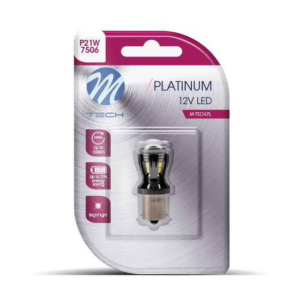 M-Tech LED P21W 12V - Canbus - Platinum - 14x Led diode - Wit	