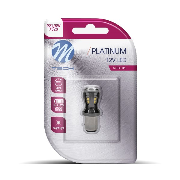 M-Tech Platinum LED P21/5W BAY15d 12V - 14x Osram Led diode - Wit - Enkel