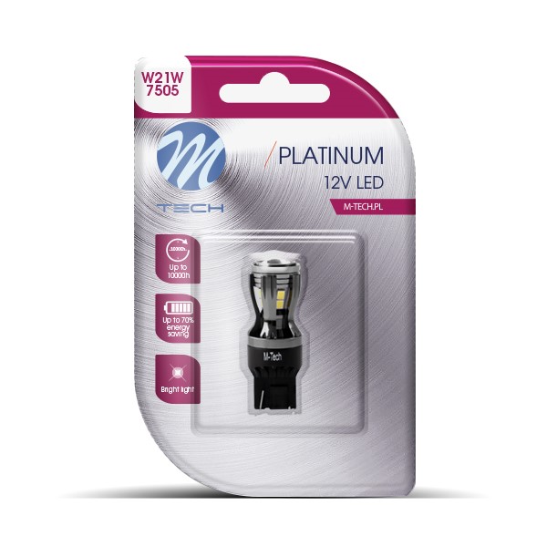  M-Tech Platinum LED W21W 12V - 14x Led diode - Canbus - Wit - Enkel