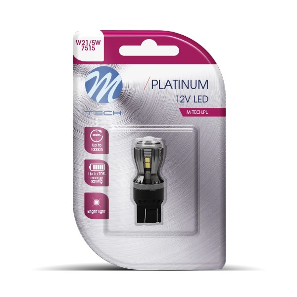 M-Tech LED W21/5W T20 12V - Platinum - 14x Osram Led diode - Wit 