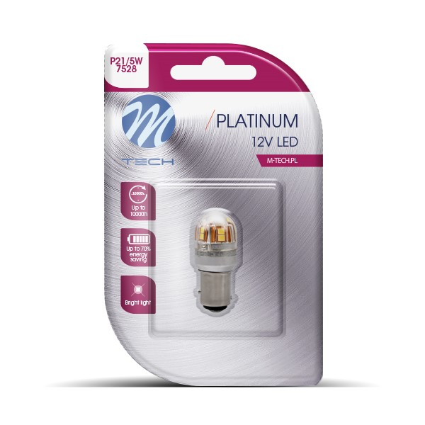 M-Tech Platinum LED P21/5W 12V - Canbus - 15x Osram Led diode - Wit - Enkel	