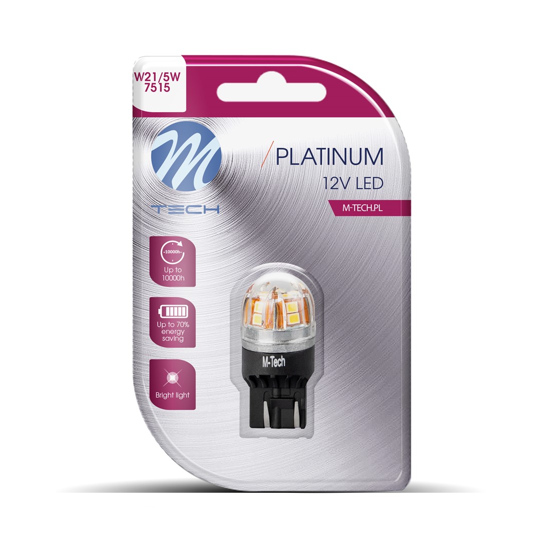 M-Tech Platinum LED W21/5W 12V - Canbus - 15x Osram Led diode - Wit - Enkel