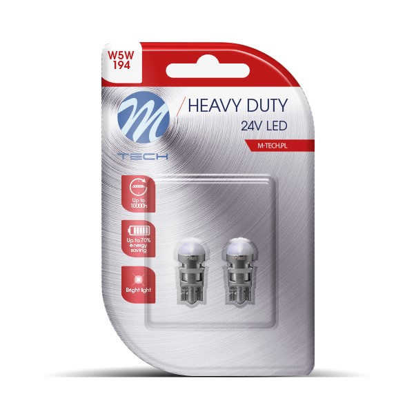 M-Tech LED W5W 24V - Heavy Duty - 1x Led diode - Wit - Set	