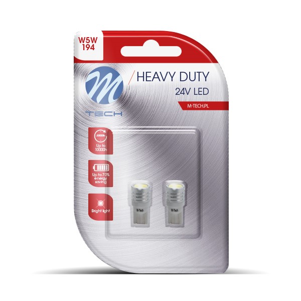 M-Tech LED W5W 24V - Heavy Duty - 1x Led diode - Wit - Set	