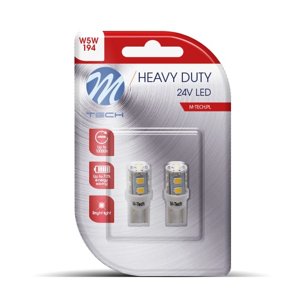 M-Tech LED W5W 24V - Heavy Duty - 9x Led diode - Wit - Set	