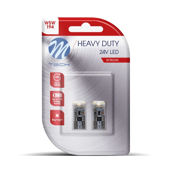 M-Tech LED W5W 24V - Heavy Duty - 4x Led diode - Canbus - Wit - Set	