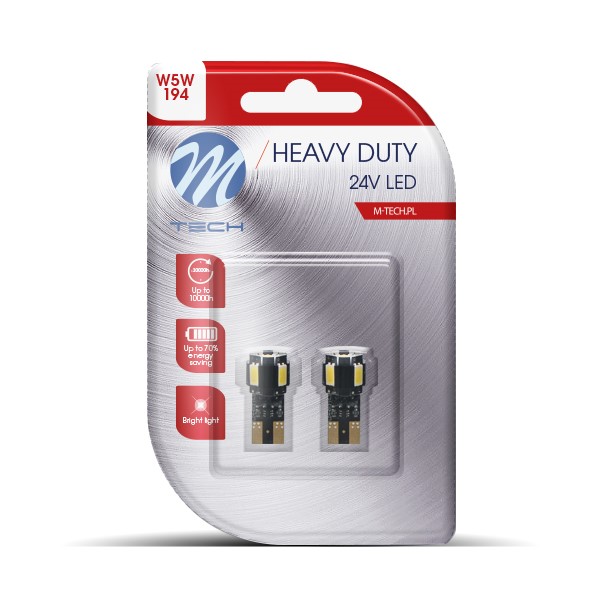 M-Tech LED W5W 24V - Heavy Duty - 4x Led diode - Wit - Set	