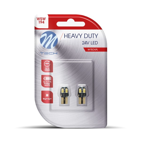 M-Tech LED W5W 24V - Heavy Duty - 4x Led diode - Canbus - Wit - Set	
