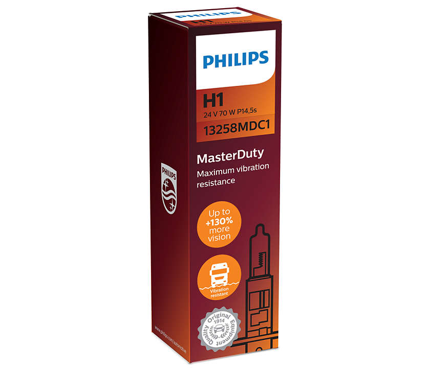 Philips H1 24V 70W - MasterDuty +130% - Wit - Enkel