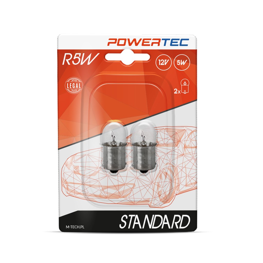 Powertec R5W 12V 5W - Standard - Helder - Set (Blisterverpakking)