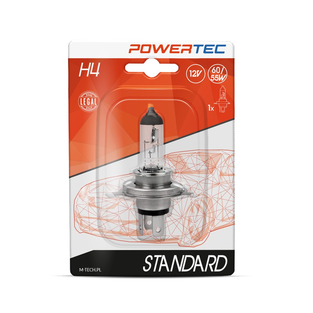 Powertec Standaard H4 12V 55/60W - Blisterverpakking - Enkel