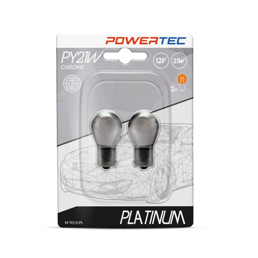 Powertec Platinum PY21W 12V 21W - Chroom - Set	